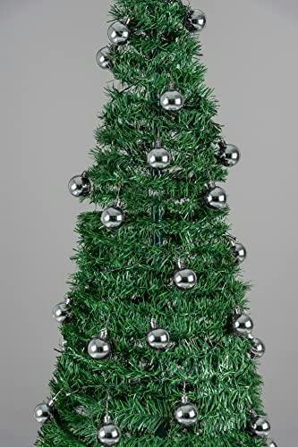 4ft, 5ft and 6ft Pre-Lit Pop Up Christmas Trees with Silver Baubles and Warm White LED Lights image 7