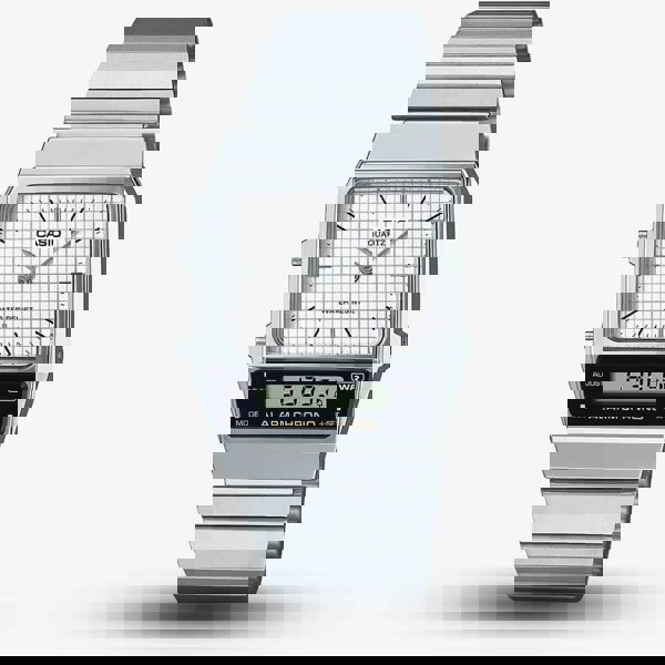 Casio Unisex White Dial Vintage Dual Display Watch AQ-800E-7AEF