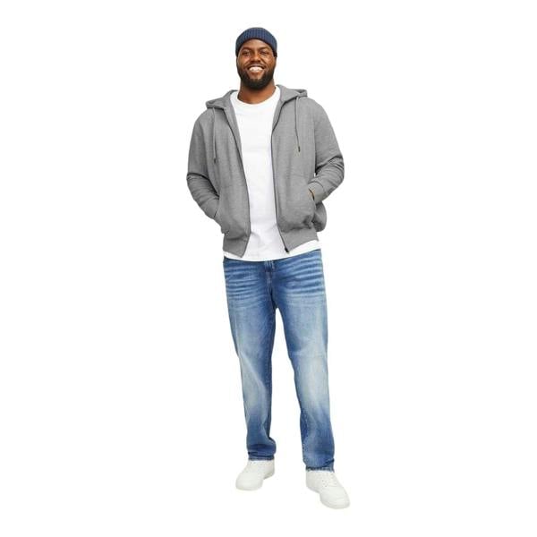 Jack And Jones Mens Big & Tall Full Zip Hoodie - Grey Melange - 