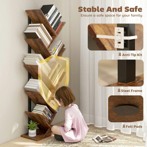 Wyld Haus Varani Wood Wood Effect 8 Section Tree Style Bookcase