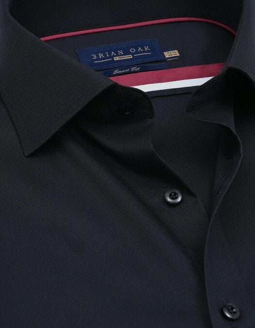 Men's Easy Iron Plain Black Dress Shirt