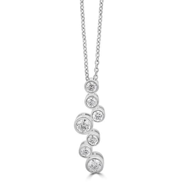 Sarah Layton 18ct White Gold Round Brilliant Cut Diamond Bubble Drop Pendant & Chain - 0.51ct