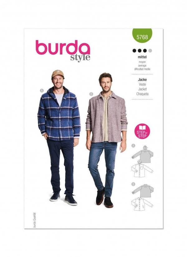 Burda Sewing Pattern 5768 Jackets For Men, 38-48 (48-58) - Intermediate