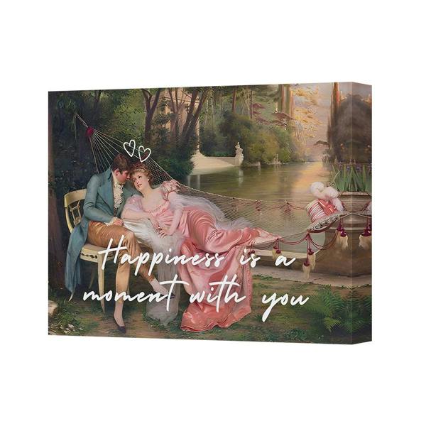 Benjamin Tate Design Romantic Happiness Is a Moment With You Canvas Wall Art Print