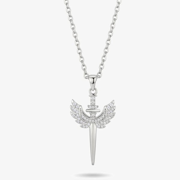 Muchv Sparkling Sword With Wings Necklace in Gold or Silver