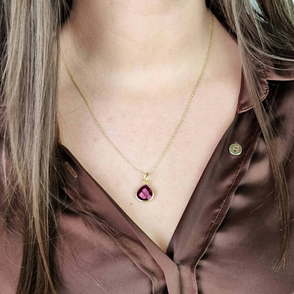 Pink Tourmaline October Birthstone Gold Plated Necklace