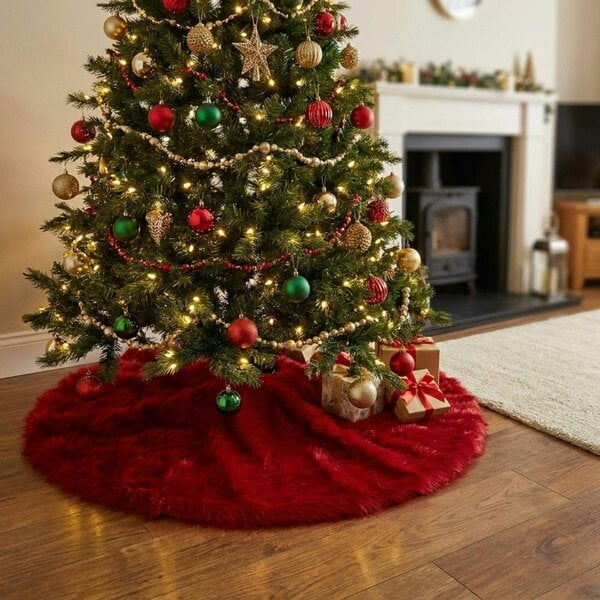Garden Greatness Plush Faux Fur Christmas Tree Skirt