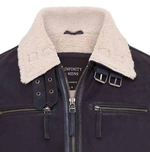 Infinity Leather Mens Real Sheep Suede Bomber Aviator Jacket - Sandnes