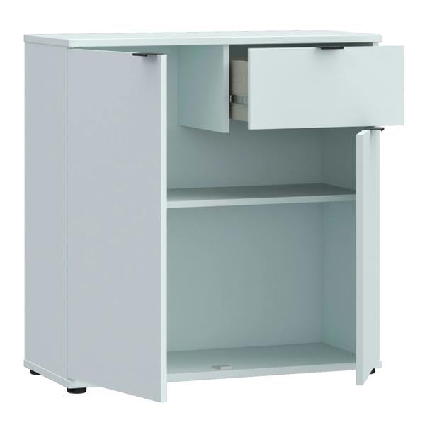 Furniture To Go Ganymede 2 Door Cupboard with Drawer and Top Lip Detail in Light Grey