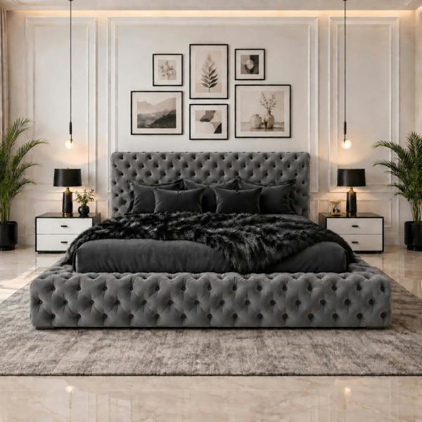 Paradise Beds Velmora Luxury Chesterfield Upholstered Bed Frame with Deep Button Headboard
