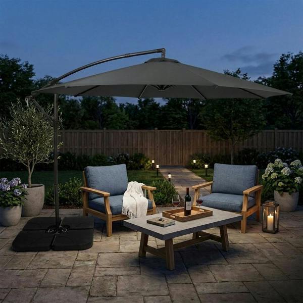 Jardi Cantilever Parasol 3m With Square Base – Grey