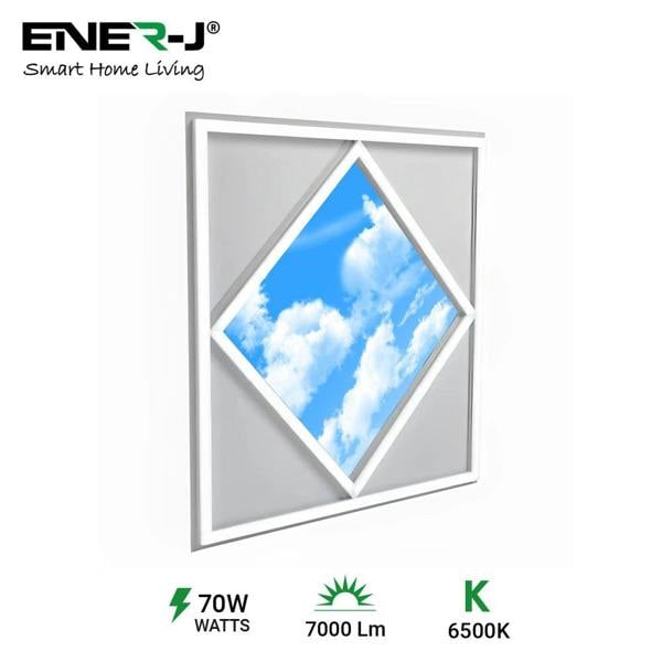 ENER-J 60x60cm Diamond Sky & Cloud Ceiling LED Panel Light - 70W, Cool White  | Single pack - 6500K