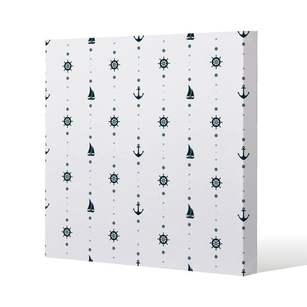 Benjamin Tate Design Anchor, Wheel, Sailboat Slim Style Canvas Print  50x50cm , 15mm Slim Real wood.