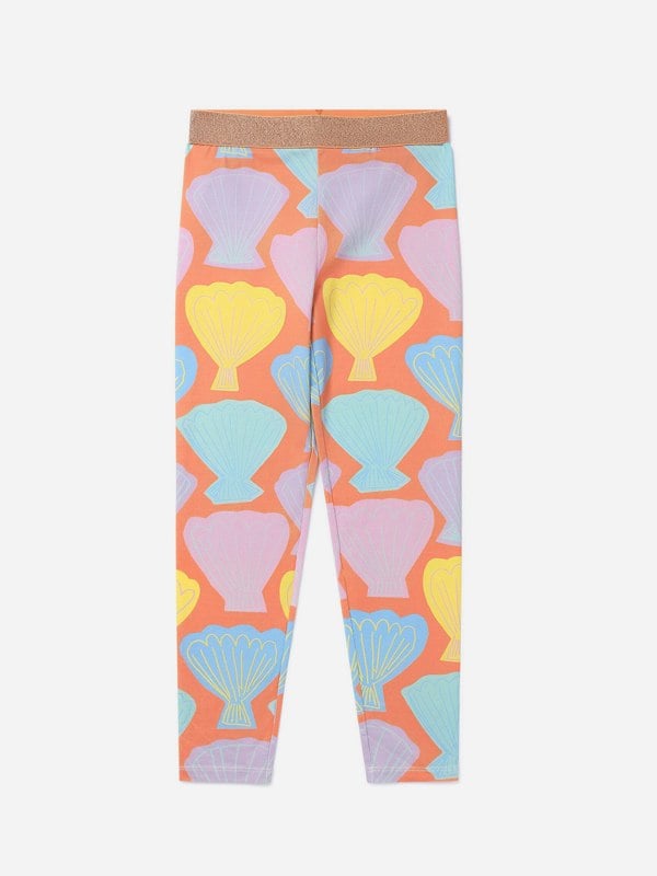 Stella McCartney Kids Stella McCartney Girls Shell Print Leggings in Orange