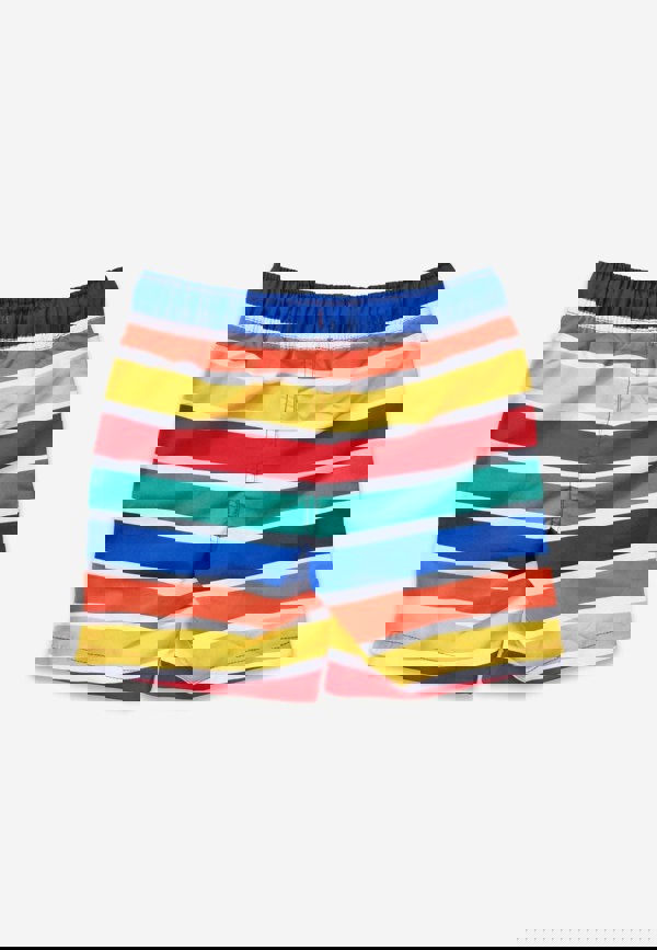 Happy Stripe Print Kids' Swim Shorts - Toby Tiger