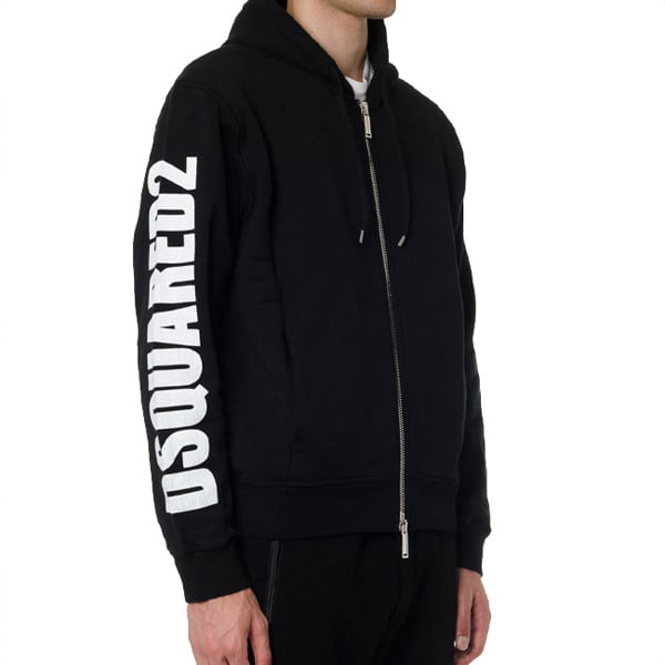 Dsquared2 New Dan Fit Arm Logo Hoodie - Black