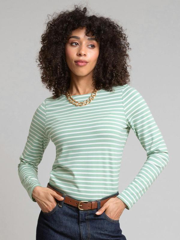 Kite Womens Organic Tarrant Jersey T-Shirt Seafoam Stripe