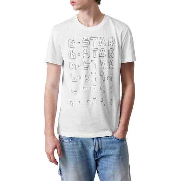 G-Star Mens Lettering Crew Neck T-Shirt - White - 