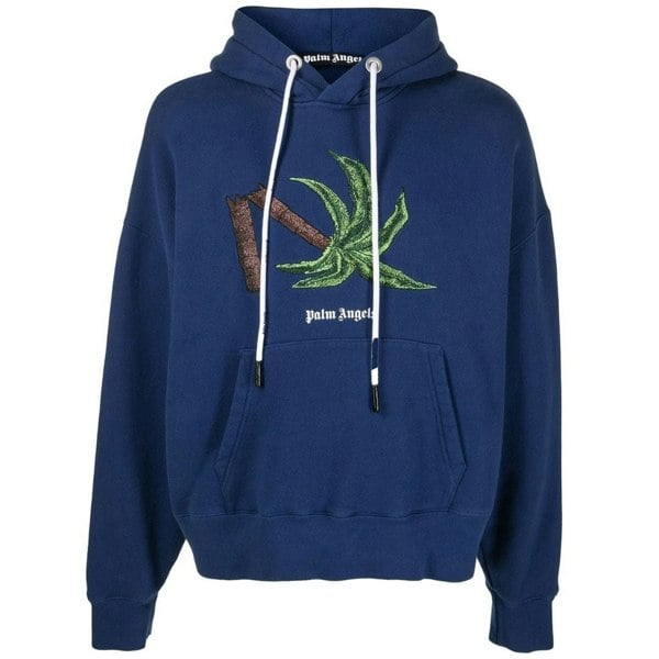 Palm Angels Broken Palm Tree Hoodie - Navy Blue