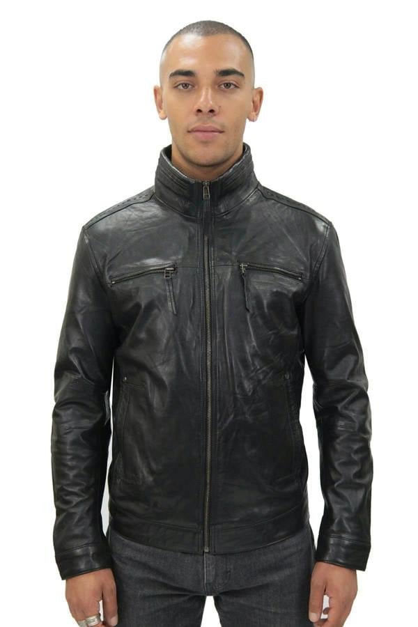 Infinity Leather Mens Classic Leather Biker Jacket-Caracas
