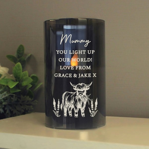 Personalised Memento Company Personalised Highland Cow Glass LED Candle