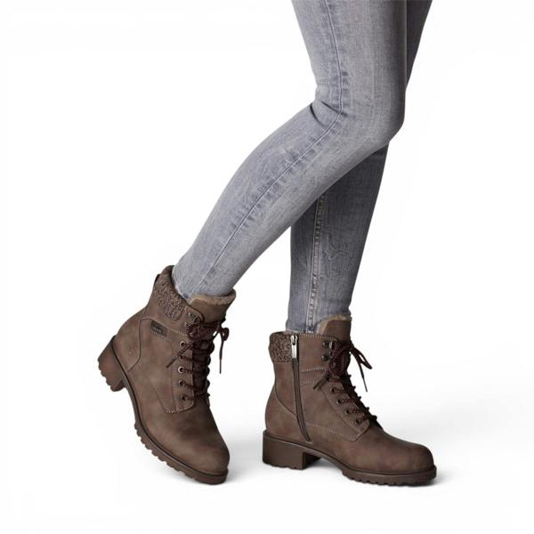 Tamaris Women’s Taupe Warm Lace-Up Winter Outdoor Ankle Boots - 26266-43
