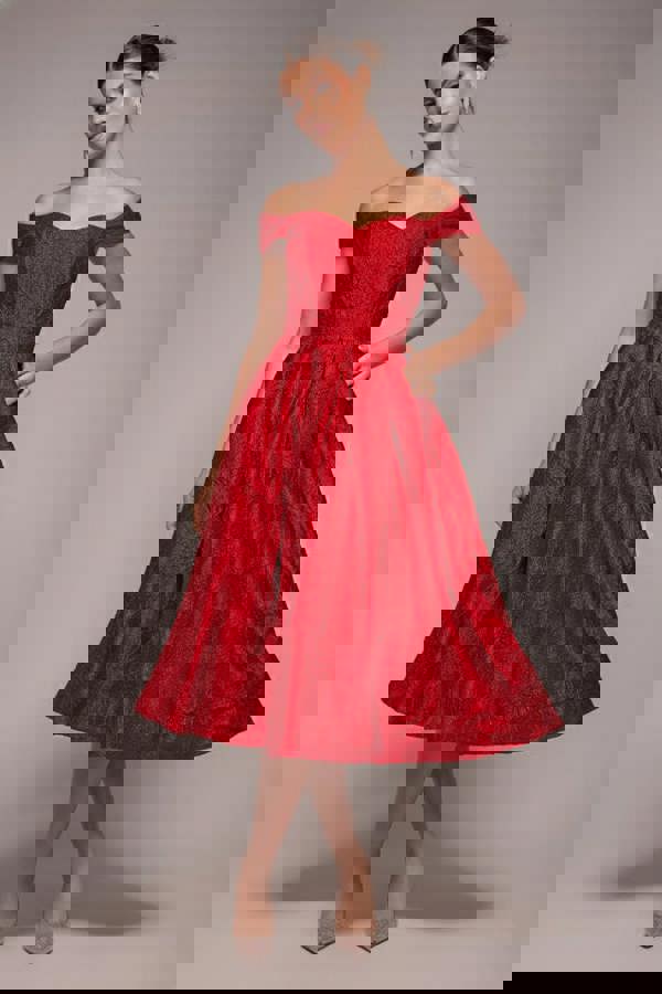 Crushed Satin Sleeveless A Line Midi Dress - Red DR4551