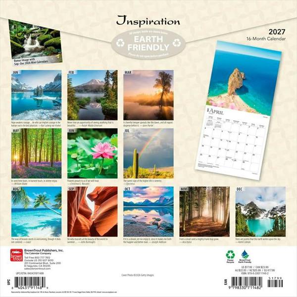 Inspiration Calendar 2027, Wall Calendars, Month To View, Lifestyle, Gift