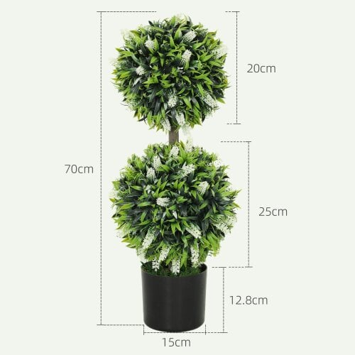 Wyld Haus Kelola Set Of 2 Artificial Lavender Flower Ball Trees In Pots H8 70cm White