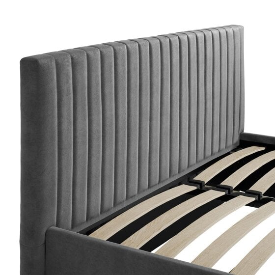 Wyld Haus Dublin Silver Upholstered 4ft6 Double Ottoman Bed with Ribbed Headboard