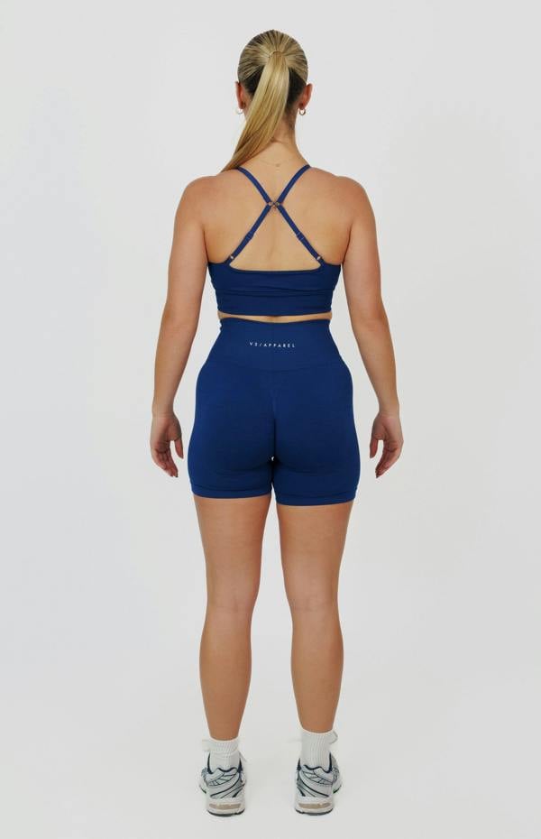 V3 Apparel Tempo Seamless Scrunch Shorts & Multi-Way Sports Bra Set - Midnight Blue