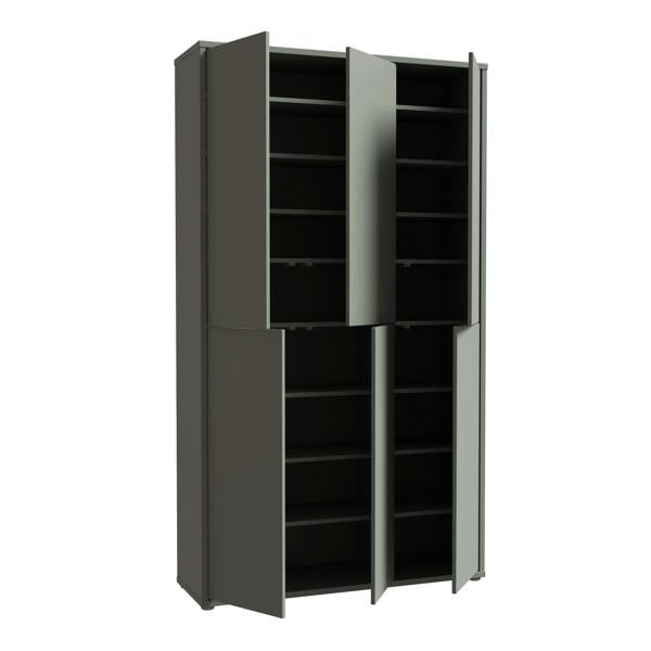 Furniture To Go Alice Springs Tall Shoe Cabinet with 6 Doors Push-to-Open in Sage Green