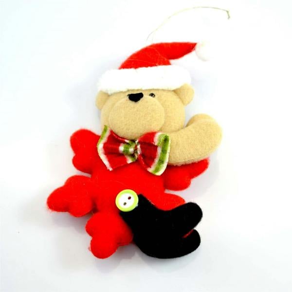 14cm Soft Teddy Novelty Christmas Tree Hanging Decorations, Pack of 3, Indoor Festive Decor image 3