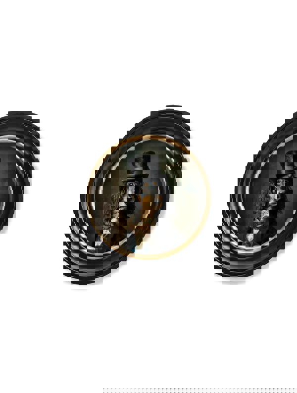 Exceptional Art Sir Sausageworth - Gentleman Dachshund Oxford round frame