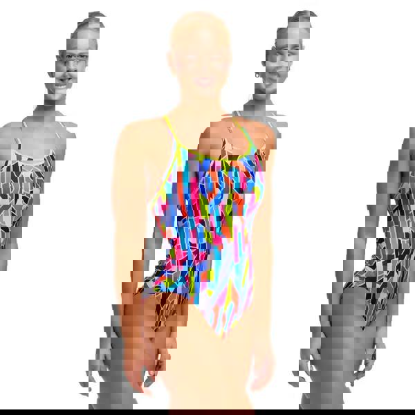 Funkita Fault Lines Diamond Back Swimsuit - Multi/Neon Green