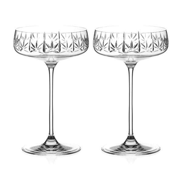 Diamante Nouveau Crystal Champagne Saucers – Set of 2