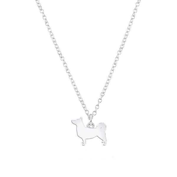 Swedish Vallhund Silhouette Silver Necklace - Personalised - MYLEE London