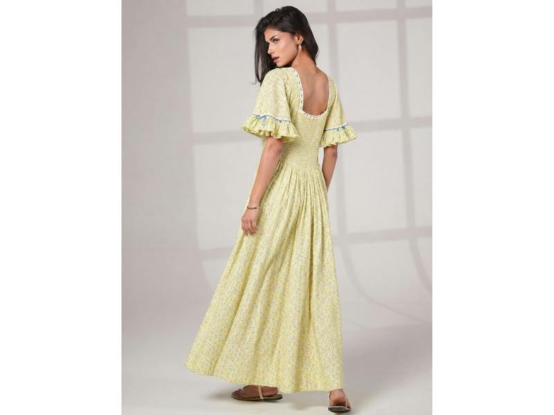 Rose & Nancy Mori Lemon Print Maxi Dress