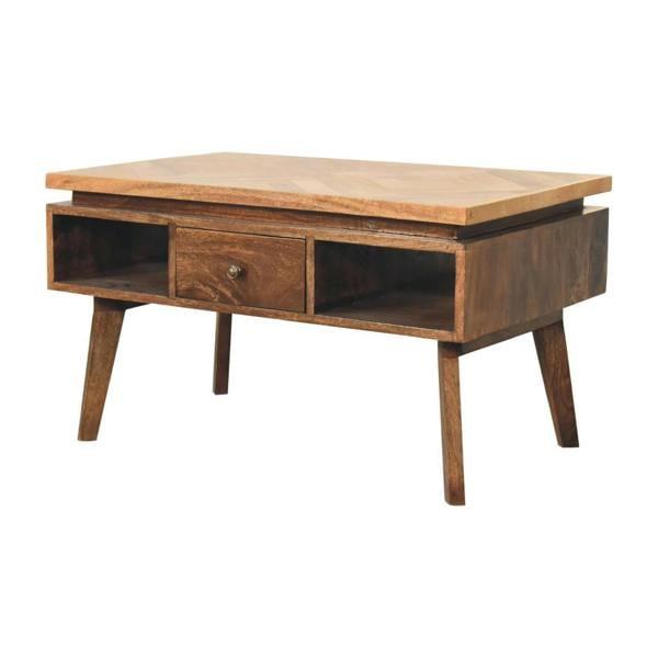 Wyld Haus Arezzo Classic Granary Coffee Table 2 Drawers with Brass Detail