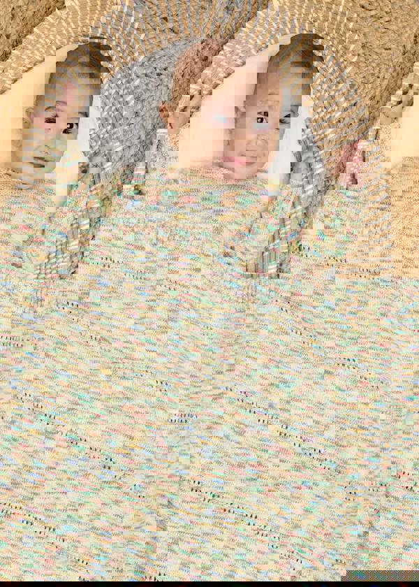 The Bonnie Mob Personalised Knitted Baby Blanket, Space Dye - Merry