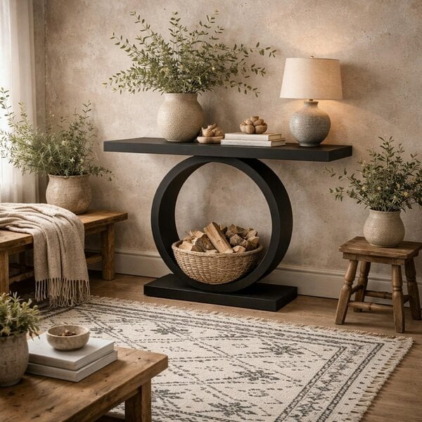 Wyld Haus Zelda Black Curved Designers Console Table