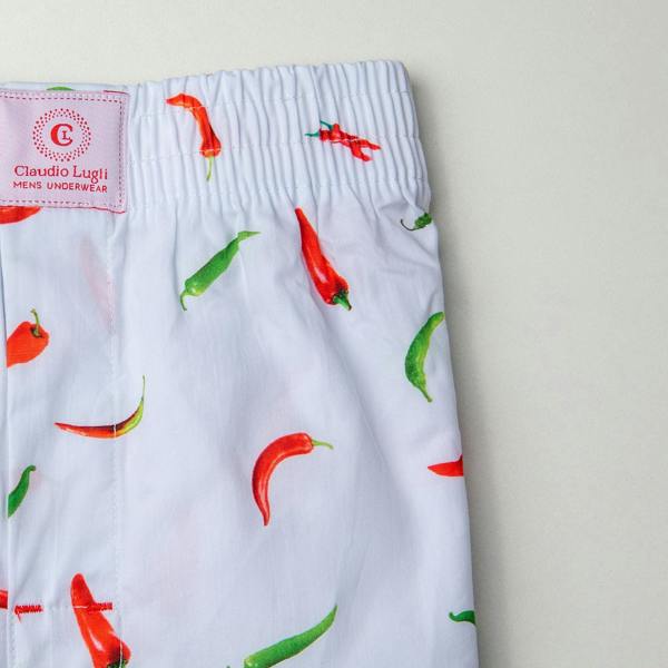 CHILLI PEPPER COTTON POPLIN PRINT BOXER SHORTS - Premium Men's Patterned Shirt by Claudio Lugli | Bold Design, Tailored Fit, Best Printed Shirts
