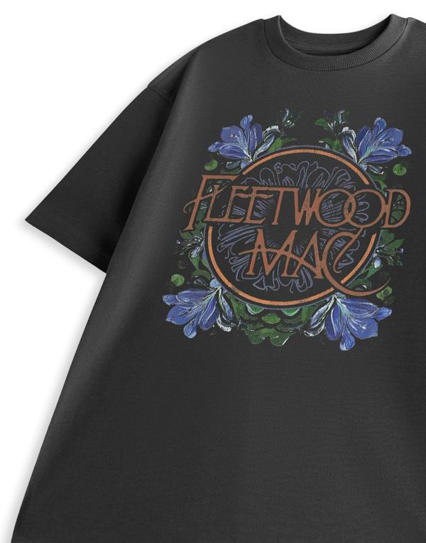 Fleetwood Mac Mens Black Flowers Short Sleeved T-Shirt