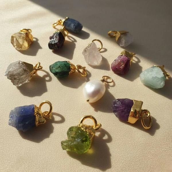 Harfi 18ct Gold Vermeil Plated Birth Flower, Birthstone And Name Necklace