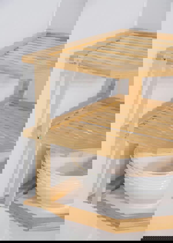 Copco 3-Tier Bamboo Plate Organiser and Corner Shelf