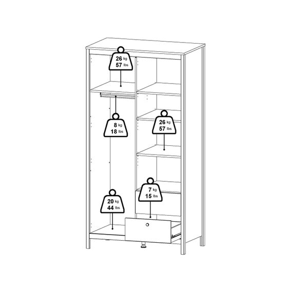 Wyld Haus Gossmere White Wardrobe 2 Doors 2 Drawers