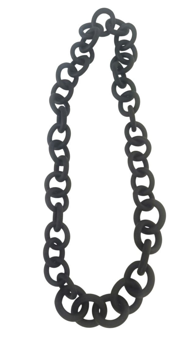One Of A Kind Club Black chunky rubber long necklace