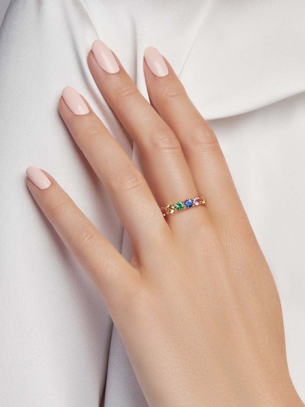 Gemdaia Rainbow Sapphire Eternity Ring - Chunky