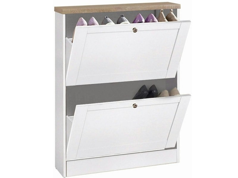 Dorel Home HEIDE Shoe Chest 2 flap White Sonamic Oak