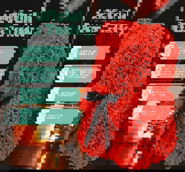 smartbies Rose Bear With Ribbon Rose Petals Teddy Bear Romantic Rose Petal Gift for Women